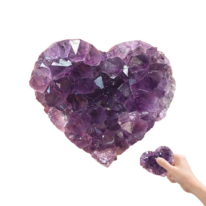 4-5cm Geode Crystals Amethyst Gifts Crystal Tears Amethyst Crystal Stone Natural Amethyst Crystal Heart Natural Raw Gemstone Specimen for Meditation Positive Protection Gifts Crystal Decoration